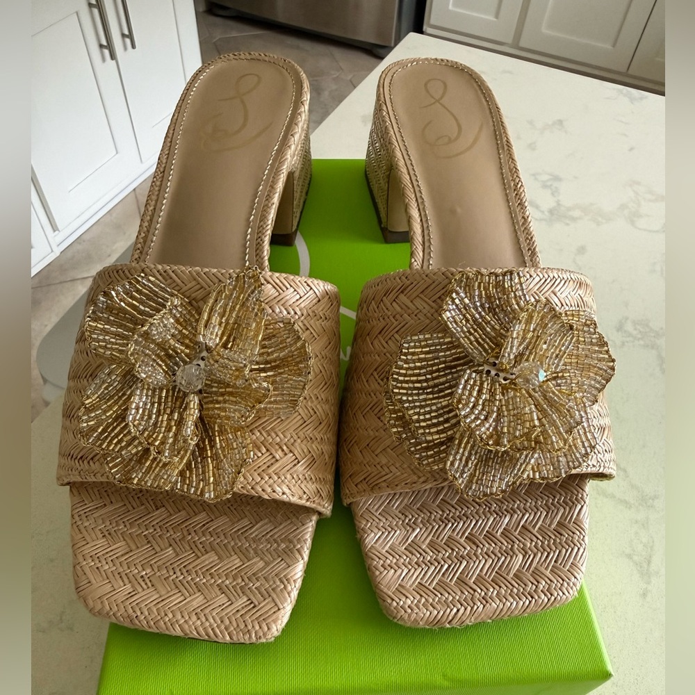 Sam Edelman Winsley Natural Raffia Heeled Sandals